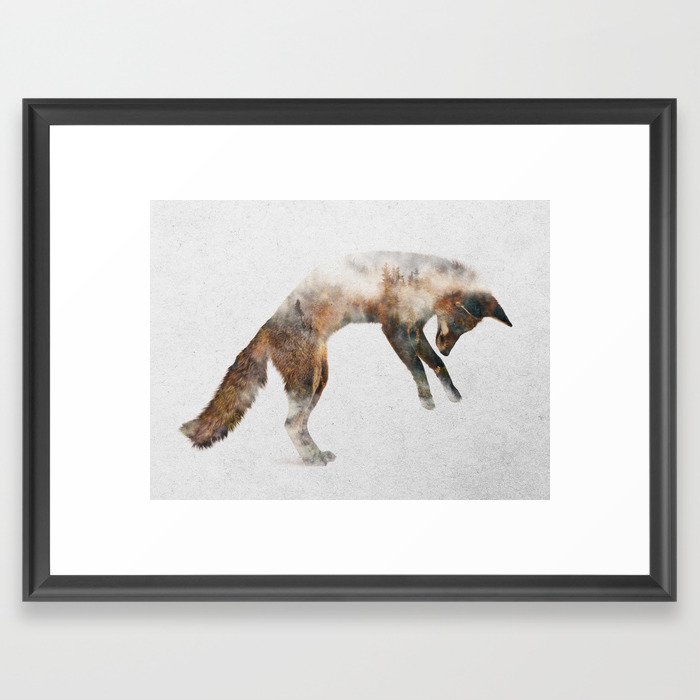 Jumping Fox Framed Art Print