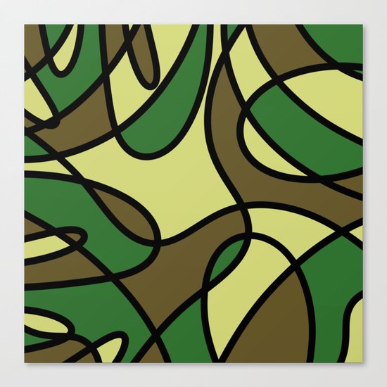 Camo Curves - Abstract, camouflage coloured pattern Canvas Print