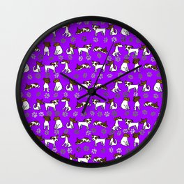 Jack Russells Purple Background Wall Clock
