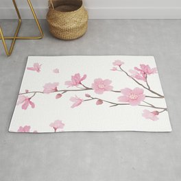 Square- Cherry Blossom - Transparent Background Area & Throw Rug