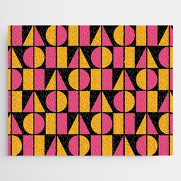 Symmetry Geometric Composition 721 Black Pink and Yellow Jigsaw Puzzle