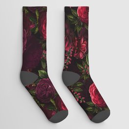 Vintage & Shabby Chic - Vintage & Shabby Chic - Mystical Night Roses Socks | Exotic, Vintage, Nature, Boho, Pattern, Flowers, Night, Botanical, Retro, Peonies 