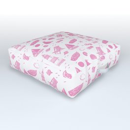 Pink Summer Beach Elements Pattern Outdoor Floor Cushion