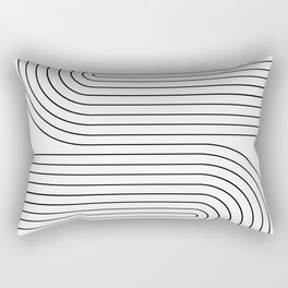 Minimal Line Curvature I Black and White Mid Century Modern Arch Abstract Rectangular Pillow