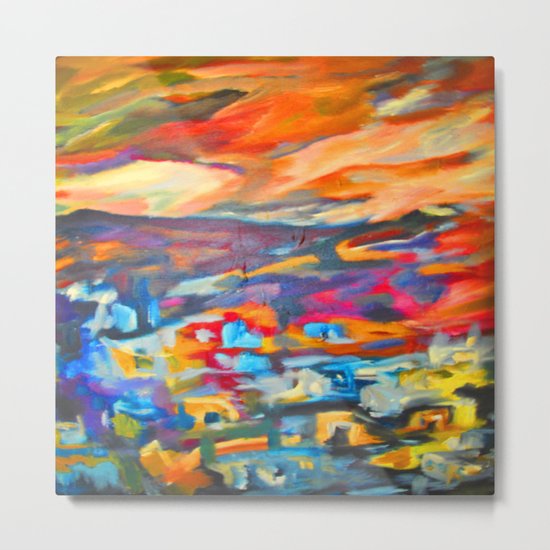 My Village | Colorful Small Mountainy Village Metal Print