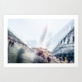Piazza San Marco Art Print | Sanmarco, Digital Manipulation, Movingscape, People, Venice, Italy, Campanile, Veneto, Venezia, Digital 