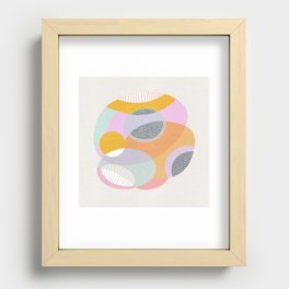 Sea anemone bright abstract mid century retro print pattern Recessed Framed Print