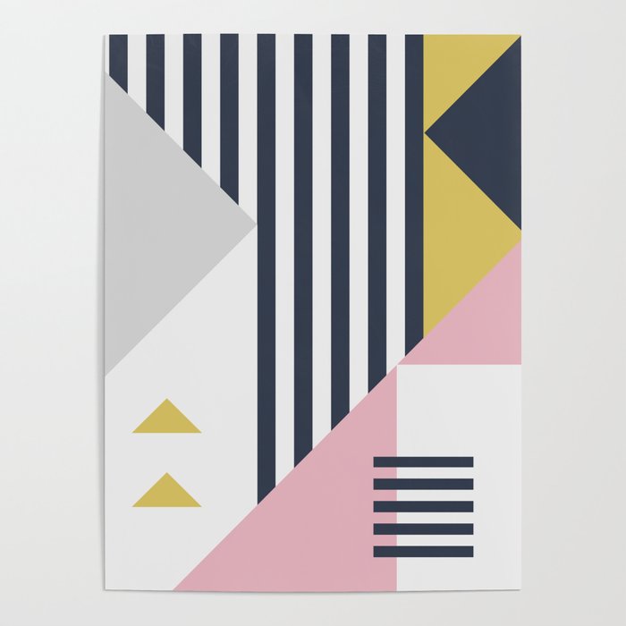 Modern Geometry // Pink + Gold Poster