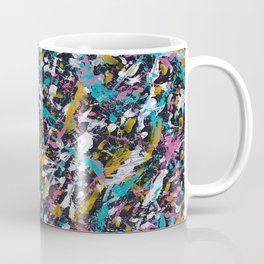 Splatter Paint on Black Coffee Mug