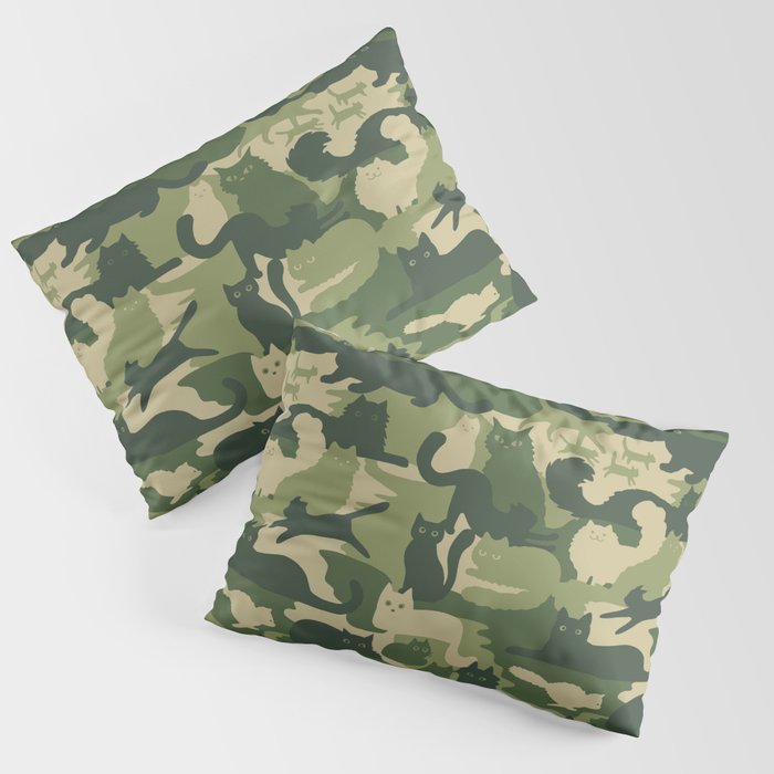 Camouflage Cats | Woodland Green Camo Pillow Sham