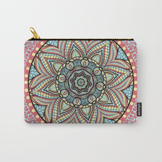 Bohemian Spirit Mandala On Pink Patterned Background Carry-All Pouch