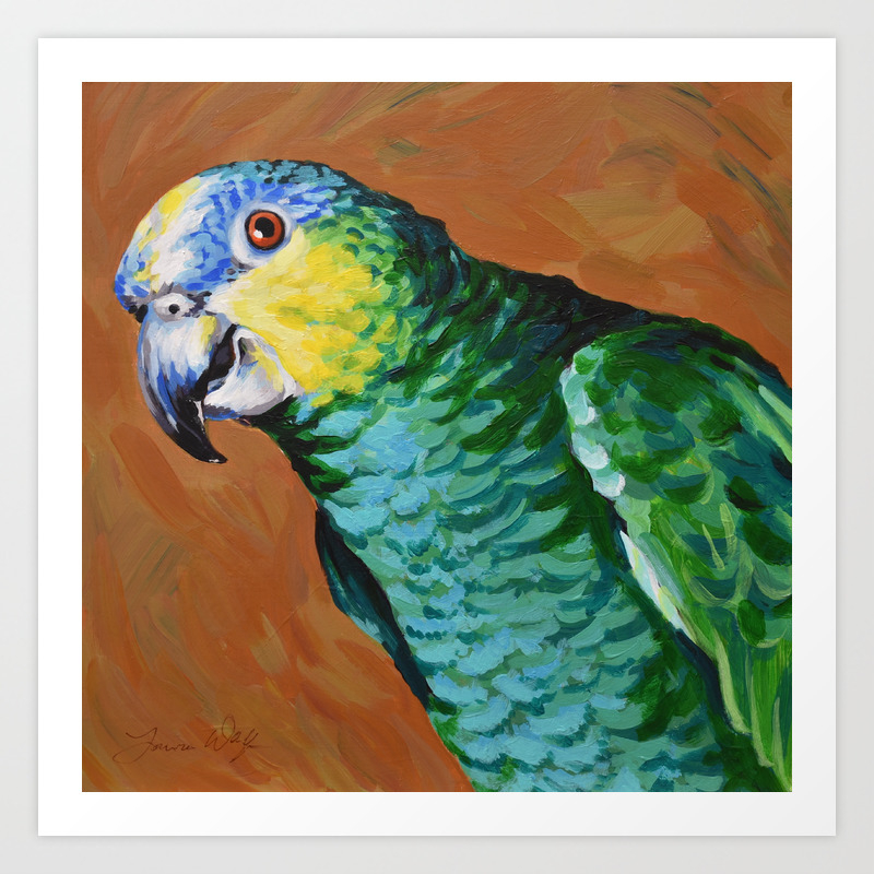 Blue Fronted Amazon Parrot Art Print By Laurawolf Society6