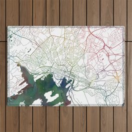 Oslo Map Watercolor by Zouzounio Art Outdoor Rug