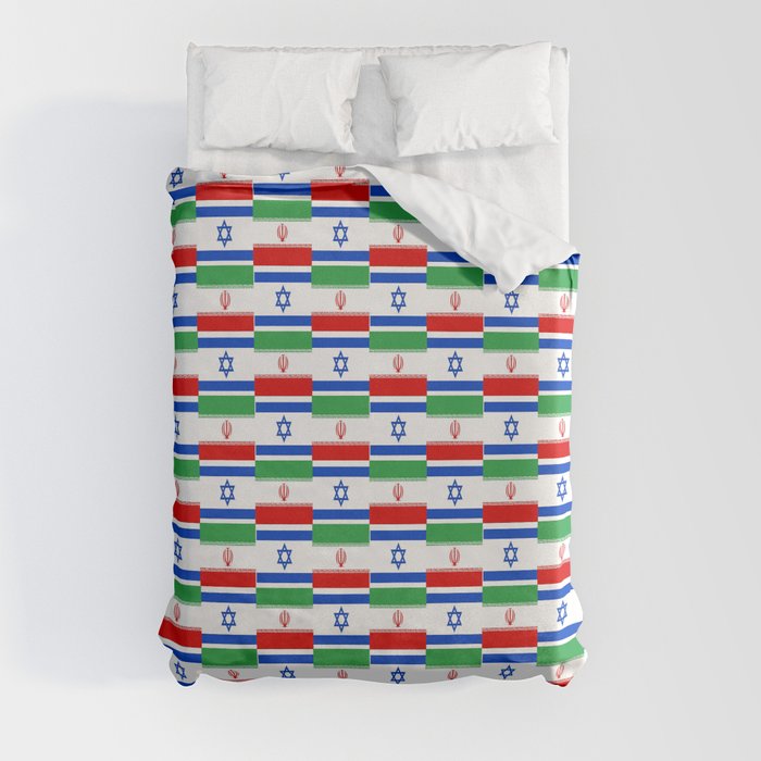 Mix of flag : Israel and Iran Duvet Cover