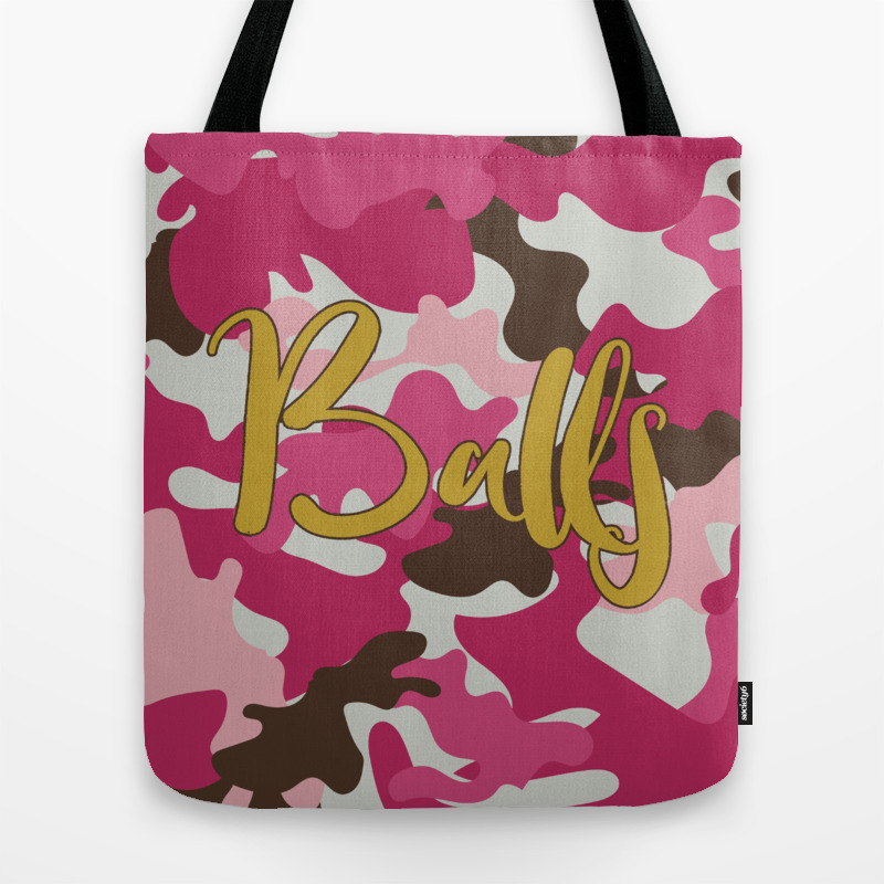 Pink Camouflage With Balls Camo Tote Bag