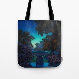 Blue Fountain at Twilight by Maxfield Parrish Tote Bag