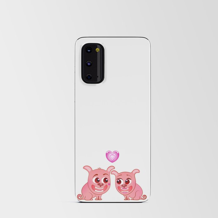 Two Pugs in Love on a Romantic Date.  Android Card Case
