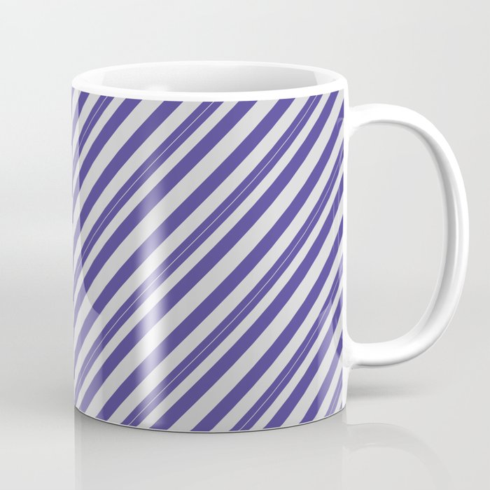 Dark Slate Blue and Light Grey Colored Lined/Striped Pattern Coffee Mug