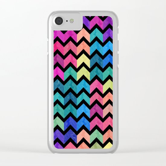 Watercolor Chevron Pattern VII Clear iPhone Case