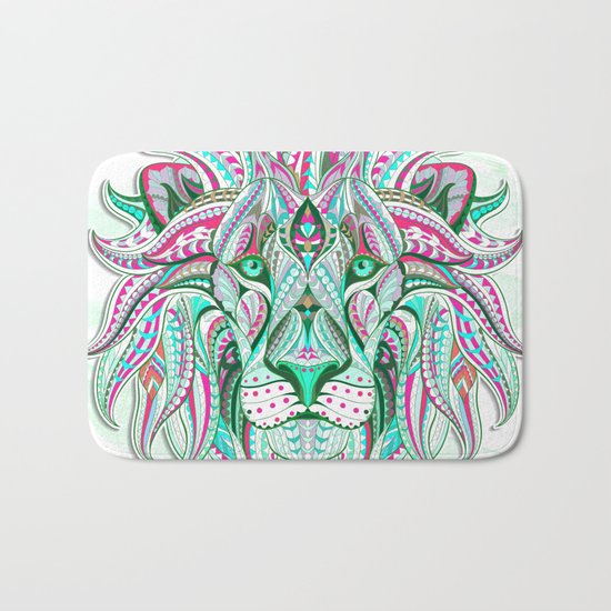 Sea Green Ethnic Lion Bath Mat