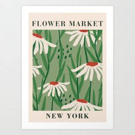 Flower Market New York Botanical Retro Art Art Print