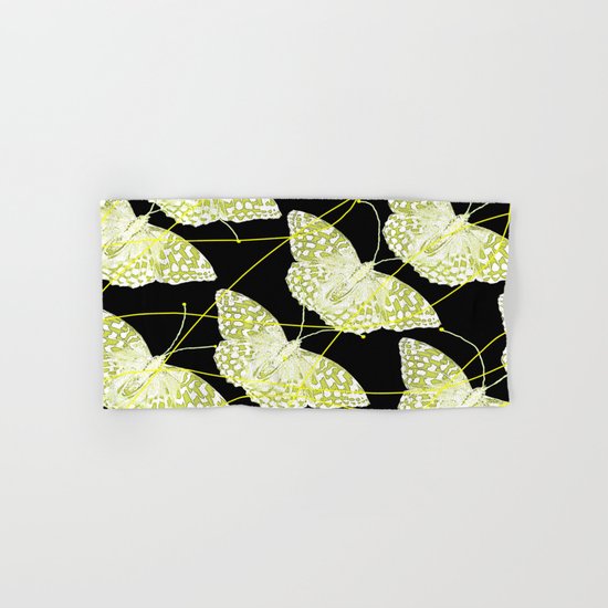 Butterflies on black background Hand & Bath Towel