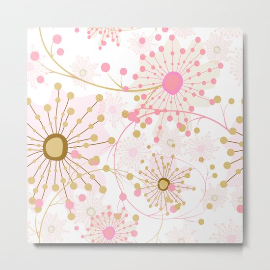 Retro . Abstract pattern Dandelions . Metal Print