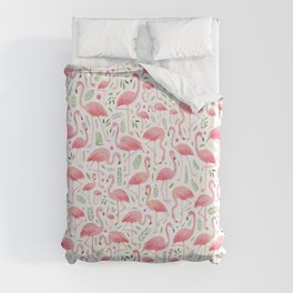 Flamingo Floral Pattern! Duvet Cover