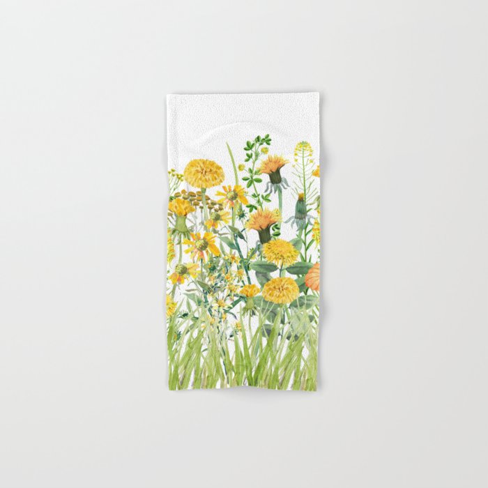 Yellow Scandinavian Wildflowers  Meadow  Hand & Bath Towel