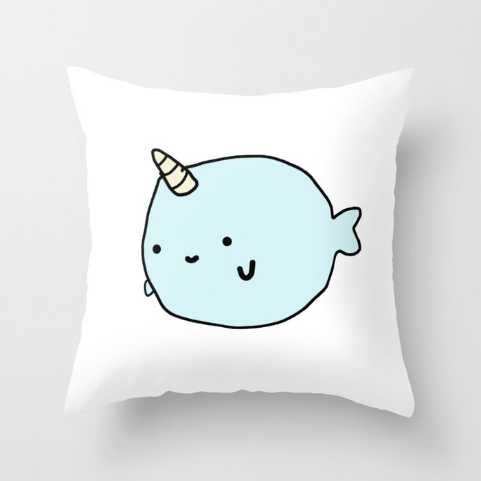 Fun and Cute Narwhal Throw Pillow
