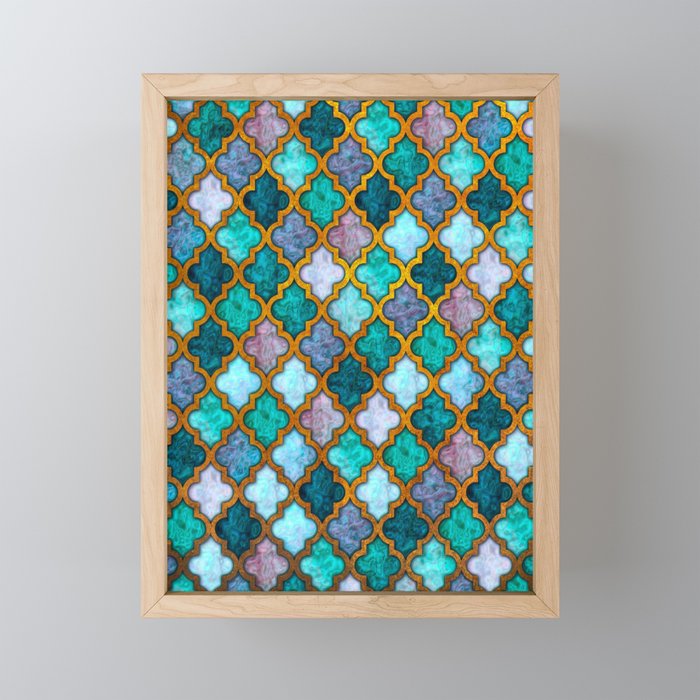 Moroccan tile iridescent pattern Framed Mini Art Print