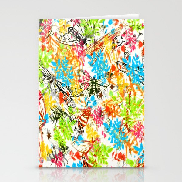 Flying Insects and Flowers Stationery Cards