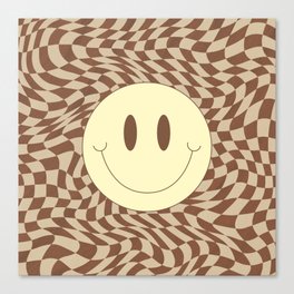 Smiley brown wavy checker Canvas Print