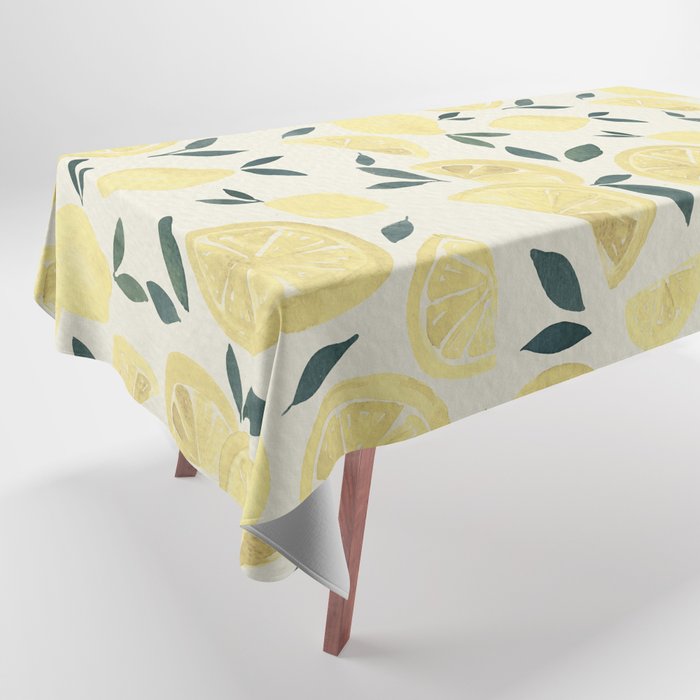 Watercolor lemons - vintage Tablecloth