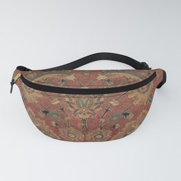 Flowery Boho Rug IV // 17th Century Distressed Colorful Red Navy Blue Burlap Tan Ornate Accent Patte Fanny Pack