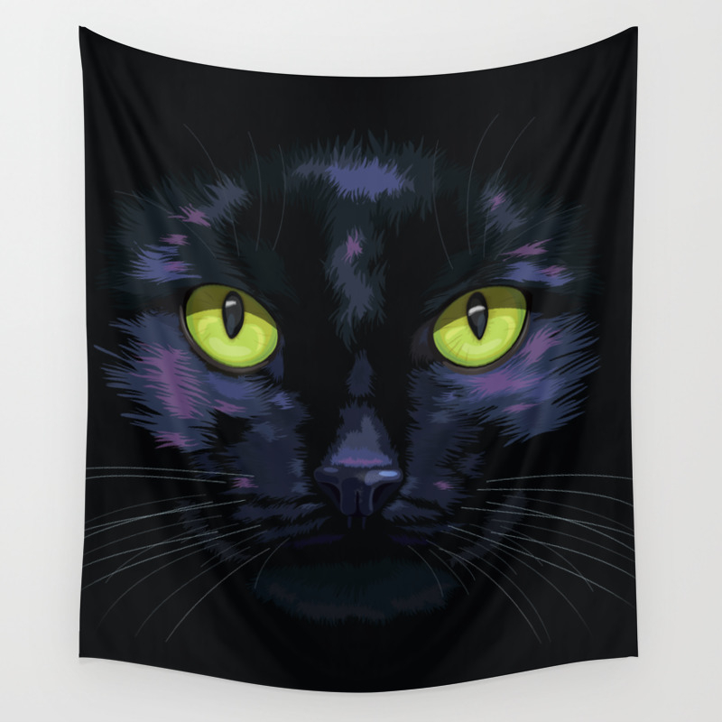 Black Cat With Green Eyes Wall Tapestry By Carlconway Society6
