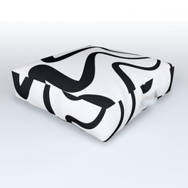 Mid Century Abstract Liquid Lines Pattern - Black and white Outdoor Floor Cushion