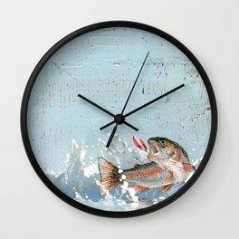 rainbow trout on a hook Wall Clock