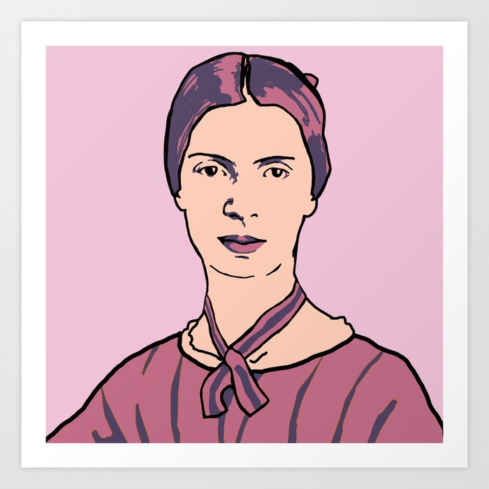 Emily Dickinson Portrait Pink Art Print