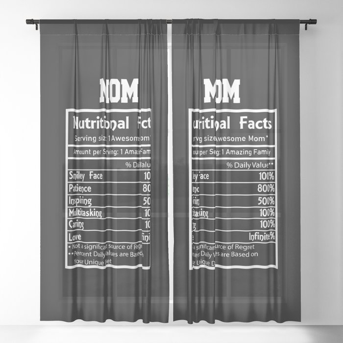 Mom Nutritional Facts Funny Sheer Curtain