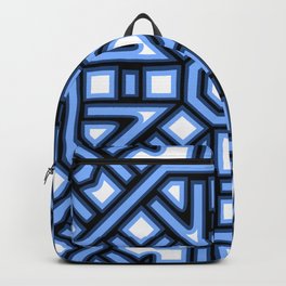 Geometric In Lt Blue And Black Backpack