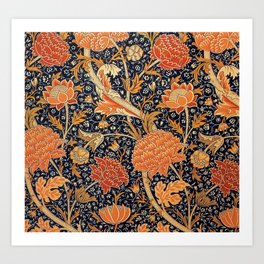 William Morris Orange Cray Floral Art Nouveau Art Print