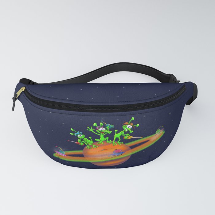 Three cute Martians playing a race in Saturn Fanny Pack
