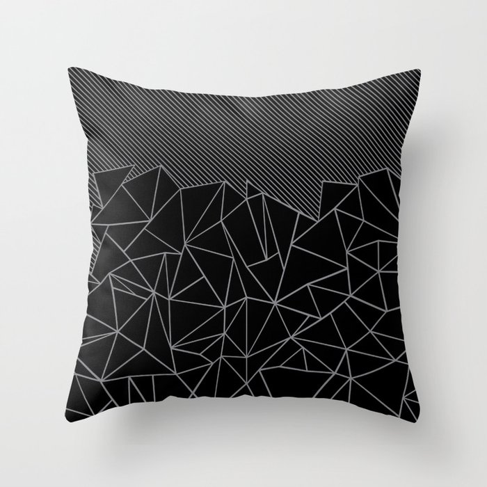 Ab Lines 45 Grey and Black Throw Pillow