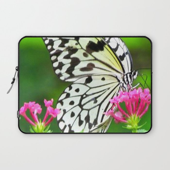 Butterfly and Pink Flowers Laptop Sleeve