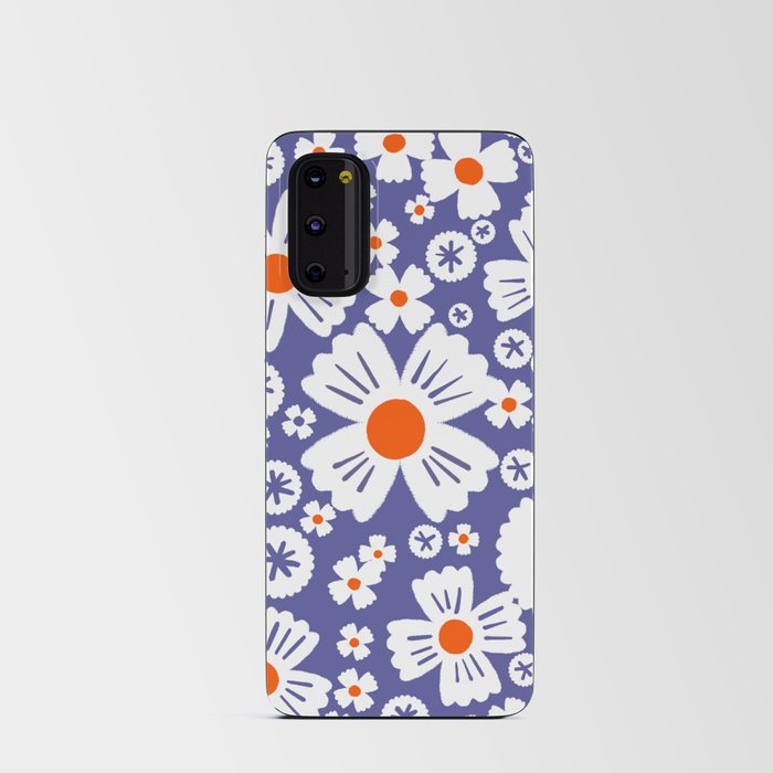 Modern Periwinkle and Orange Daisy Flowers Android Card Case