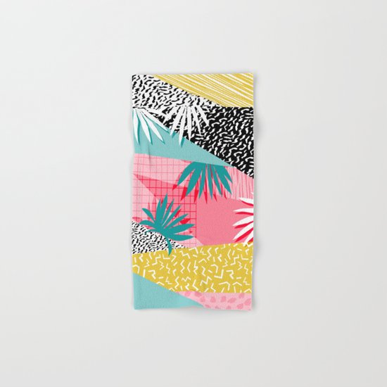 Bingo - throwback retro memphis neon tropical socal desert festival trendy hipster pattern pop art Hand & Bath Towel