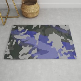 blue grey purple black painted colorful Camo camouflage Pattern Rug