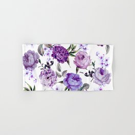 Elegant Girly Violet Lilac Purple Flowers Hand & Bath Towel