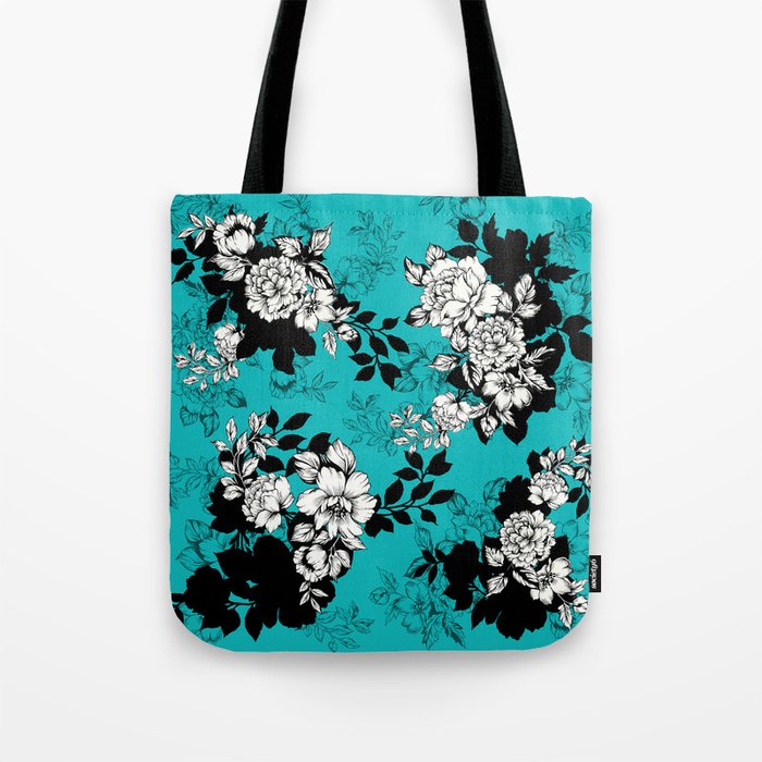 Linear/Silhouette Floral Tote Bag